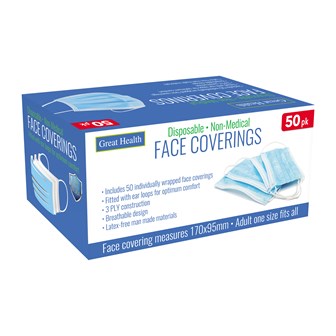 50pk Disposable Face Coverings - Masks