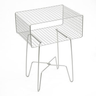 2 Tier Wire Side Table with hairpin legs, Satin