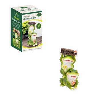 Cute couple Frog with Welcome Sign Garden Ornament Cute couple Frog with Welcome Sign Garden Ornament