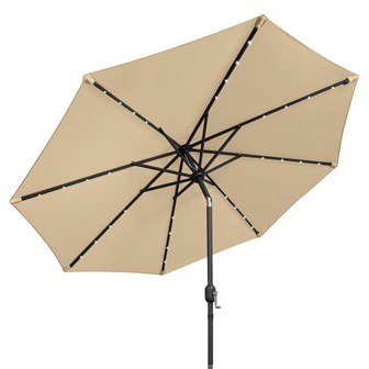 2.7M 32 SolarLED Parasol W/8 Ribs-Beige 4249C 2.7M 32 SolarLED Parasol W/8 Ribs-Beige 4249C
