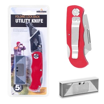 Folding & Locking Utility Knife With 5 Blades Folding & Locking Utility Knife With 5 Blades