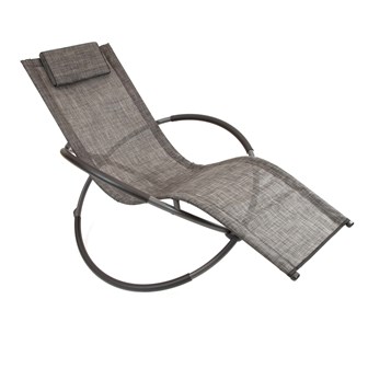 Louis Textile Rocking Lounger-Black & Grey Louis Textile Rocking Lounger-Black & Grey