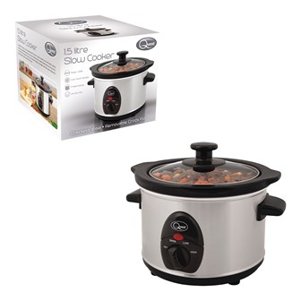 Stainless Steel 1.5 Ltr Slow Cooker - 120W Stainless Steel 1.5 Ltr Slow Cooker - 120W