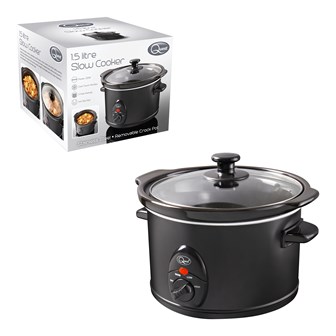Black 1.5 Ltr Slow Cooker - 120W Black 1.5 Ltr Slow Cooker - 120W
