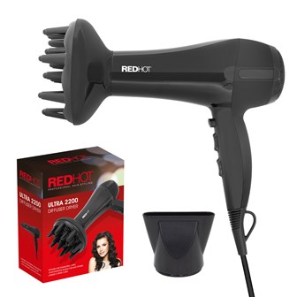 RedHot Professional Hair Dryer with Diffuser Black RedHot Professional Hair Dryer with Diffuser Black