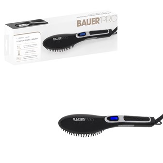 Bauer Ceramic Hair Straightening Brush - Black