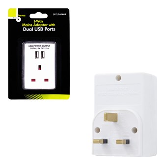 5V Adaptor W/2 USB Sockets - 2.1A