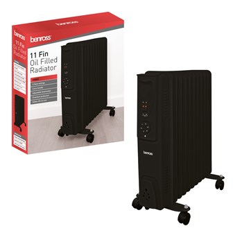 11 Fin Oil Filled Radiator - 2500w Black 11 Fin Oil Filled Radiator - 2500w Black