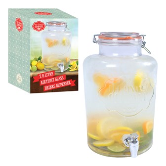 7.6L Airtight Glass Jar W/ Tap & Clip on Lid 7.6L Airtight Glass Jar W/ Tap & Clip on Lid