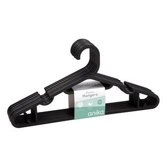 Black plastic hangers with notches, Set of 10 Black plastic hangers with notches, Set of 10