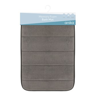 Embroidered Memory Foam Bathmat - Charcoal