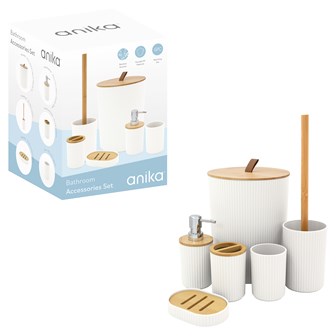 6pc Bathroom Accessory Set - White