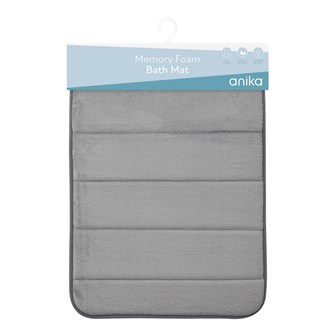 Embroidered Memory Foam Bathmat- Light Grey