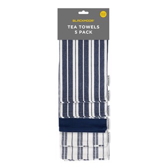 Blackmoor Set of 5 Tea Towels Navy Blackmoor Set of 5 Tea Towels Navy