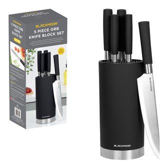 Blackmoor Orb Brushed Steel Knife Block - Black Blackmoor Orb Brushed Steel Knife Block - Black