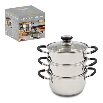 Bmoor 20cm Stainless Steel 3 Tiered Steamer