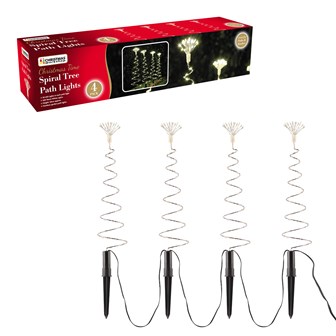 4PC 50CM 200LED Spiral Tree Stake Lights -W.White 4PC 50CM 200LED Spiral Tree Stake Lights -W.White