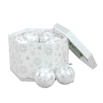 14pcs White & Silver Foil Snowflake Bauble 14pcs White & Silver Foil Snowflake Bauble