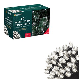 50 LED Battery Op Timer Lights - White 50 LED Battery Op Timer Lights - White
