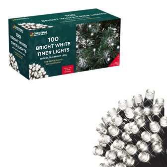 100 LED Battery Op Timer Lights - White 100 LED Battery Op Timer Lights - White