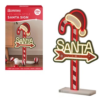 LED Neon-Style Christmas Santa Word Sign Candy Can LED Neon-Style Christmas Santa Word Sign Candy Can
