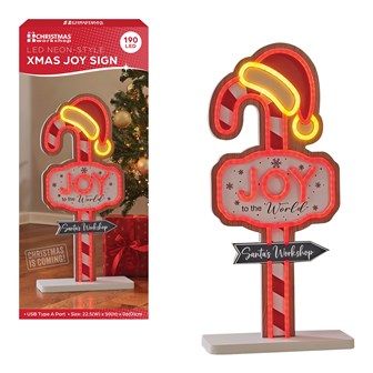 LED Neon-Style Christmas Joy Word Sign Candy Cane LED Neon-Style Christmas Joy Word Sign Candy Cane