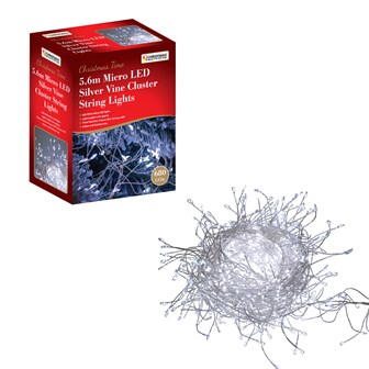 8M Micro LED Silver Cluster String Lights -White 8M Micro LED Silver Cluster String Lights -White