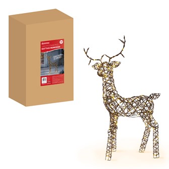 120cm Pre-lit Standing Rattan Reindeer 120cm Pre-lit Standing Rattan Reindeer