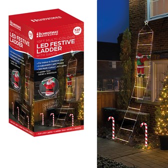 10FT Christmas Ladder Lights W/SantaClause 40Width 10FT Christmas Ladder Lights W/SantaClause 40Width
