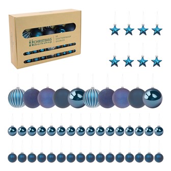 50PK Shatterproof Baubles - Navy