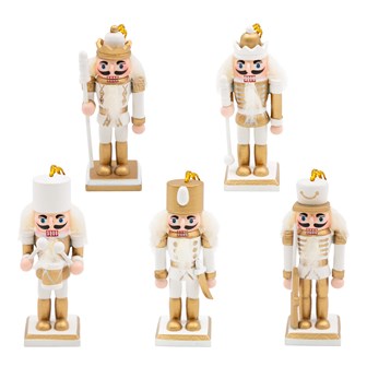 5pck Hanging Wooden Nutcrackers - Gold & White 5pck Hanging Wooden Nutcrackers - Gold & White