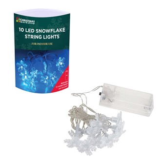 10 Blue Snowflake LED B/O Lights