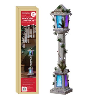 85cm Frozen Iridescent White Wooden Lamp Post 85cm Frozen Iridescent White Wooden Lamp Post