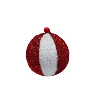 15cm Red and White Stripe Christmas Ball Deco 15cm Red and White Stripe Christmas Ball Deco