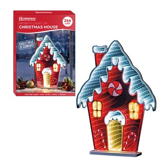 Festive Infinity Christmas House LED Mirror Light Festive Infinity Christmas House LED Mirror Light