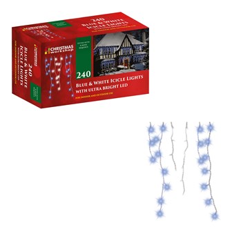 240 LED Icicle Chaser Lights - Blue & White