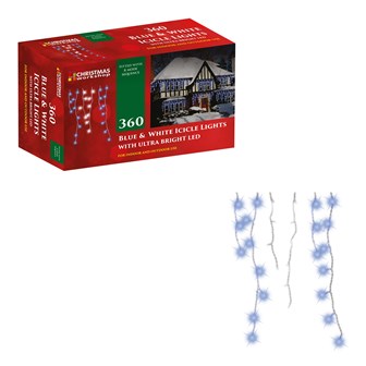 360 LED Icicle Chaser Lights - Blue & White