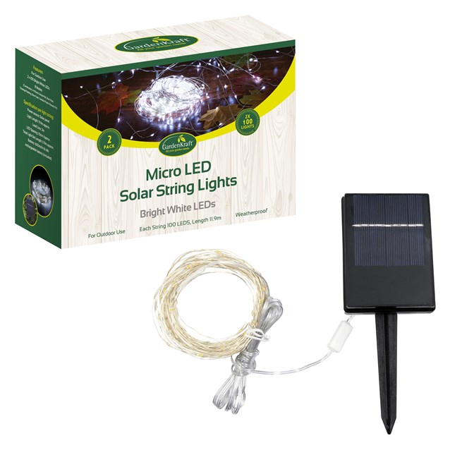 2PK-100 Micro Solar LED String Light-Bright White 2PK-100 Micro Solar LED String Light-Bright White