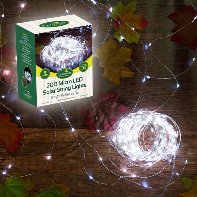 200 Micro Solar LED String Light -Bright White