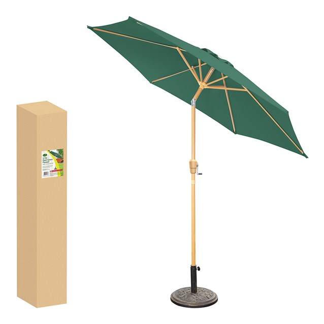 2.7M Parasol Crank & Tilt 6 Ribs Dark Green Wooden 2.7M Parasol Crank & Tilt 6 Ribs Dark Green Wooden