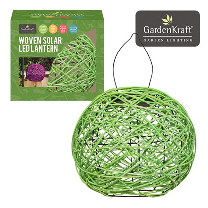 Apple Green Rattan Solar Lantern
