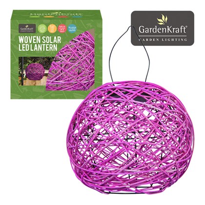Pink Rattan Solar Lantern