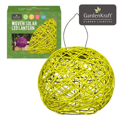 Yellow Rattan Solar Lantern