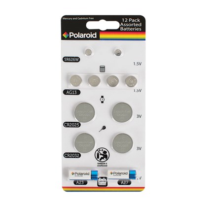 12Pk Polaroid Assorted Alkaline Batteries