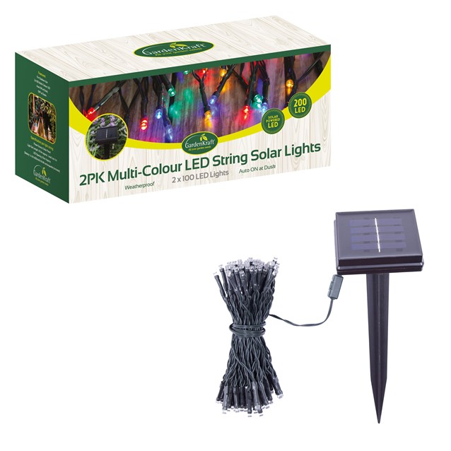2PK - 100 LED Solar String Lights - Multicolour 2PK - 100 LED Solar String Lights - Multicolour