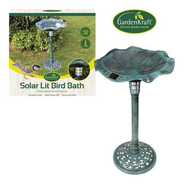 Solar Lit Bird Bath Solar Lit Bird Bath
