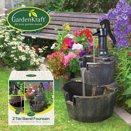 2 Tier Barrel Fountain (with 1.55m Cable)