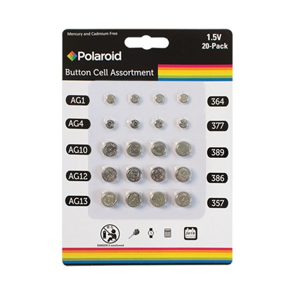 20Pk Polaroid Alkaline Button Cell Battery