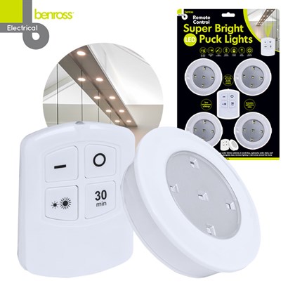 4pk Puck light incl R/C & Timer Function