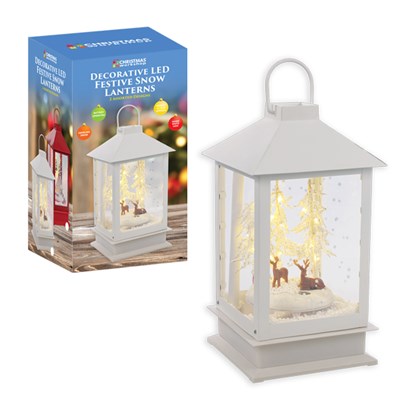 24 LED Festive Snow Lantern w/Swirling Snow-White